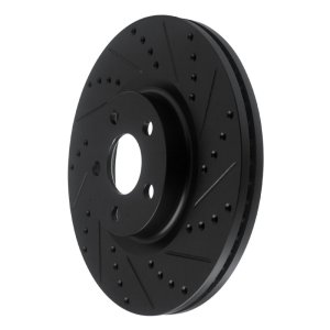 Lincoln MKZ Brake Rotor (1) - Front Right - R1 Concepts - Drilled & Slotted - Black - `17-`20